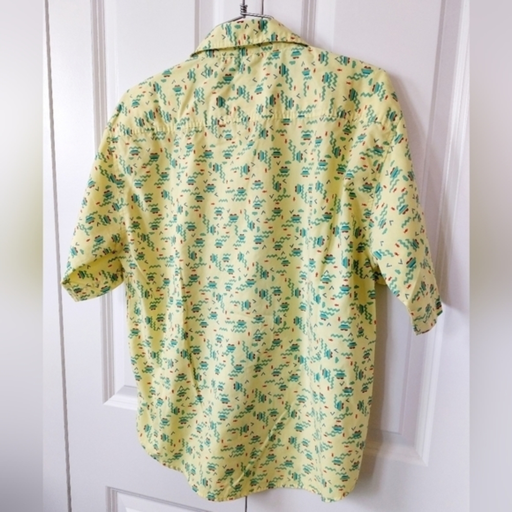 Vintage Yellow Geometric Fish Boats &Waves Shirt Gitano 70s 80s Hallowen Costume - Picture 2 of 5